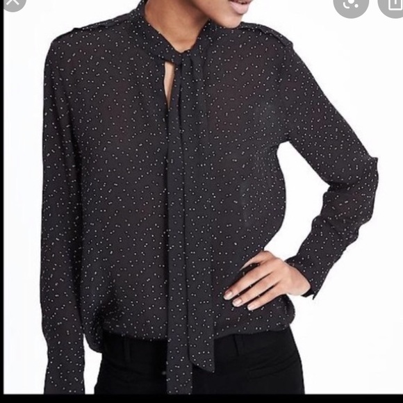 Banana Republic Tops - NWOT Banana Republic Polka Dot Tie Neck Blouse